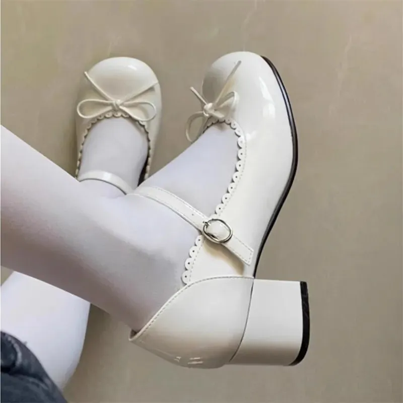 Advbridge Women's Lolita Shoes New Japanese Bow Preppy Style Girls Shoes JK Asaguchi Mary Jane Shoes Women