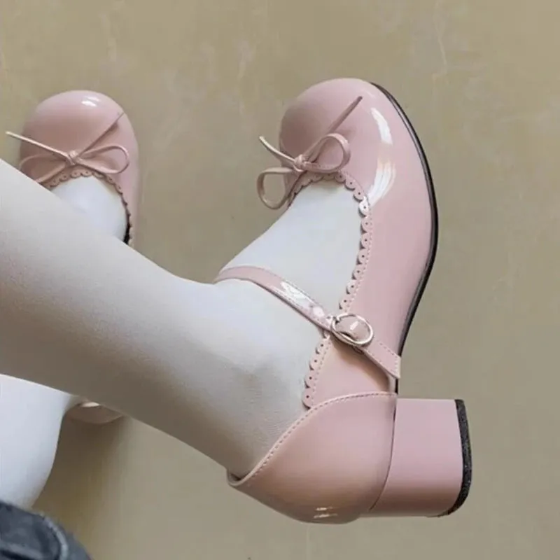 Advbridge Women's Lolita Shoes New Japanese Bow Preppy Style Girls Shoes JK Asaguchi Mary Jane Shoes Women
