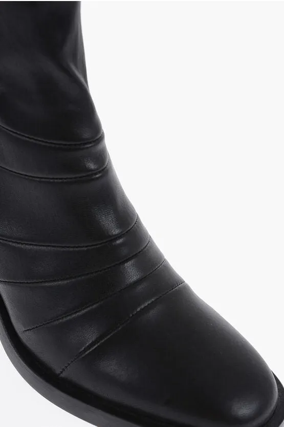 Ann Demeulemeester Leather HEDY Sock Boots with Embroderies