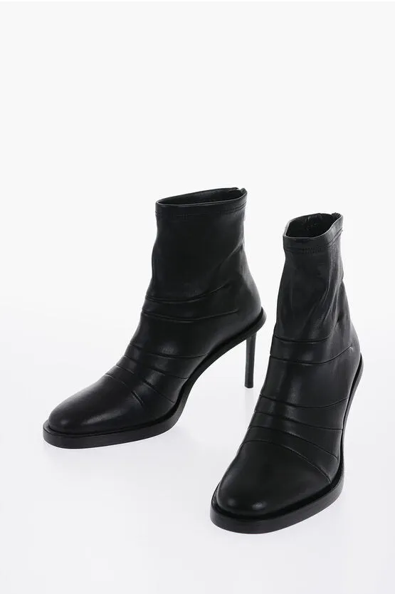Ann Demeulemeester Leather HEDY Sock Boots with Embroderies