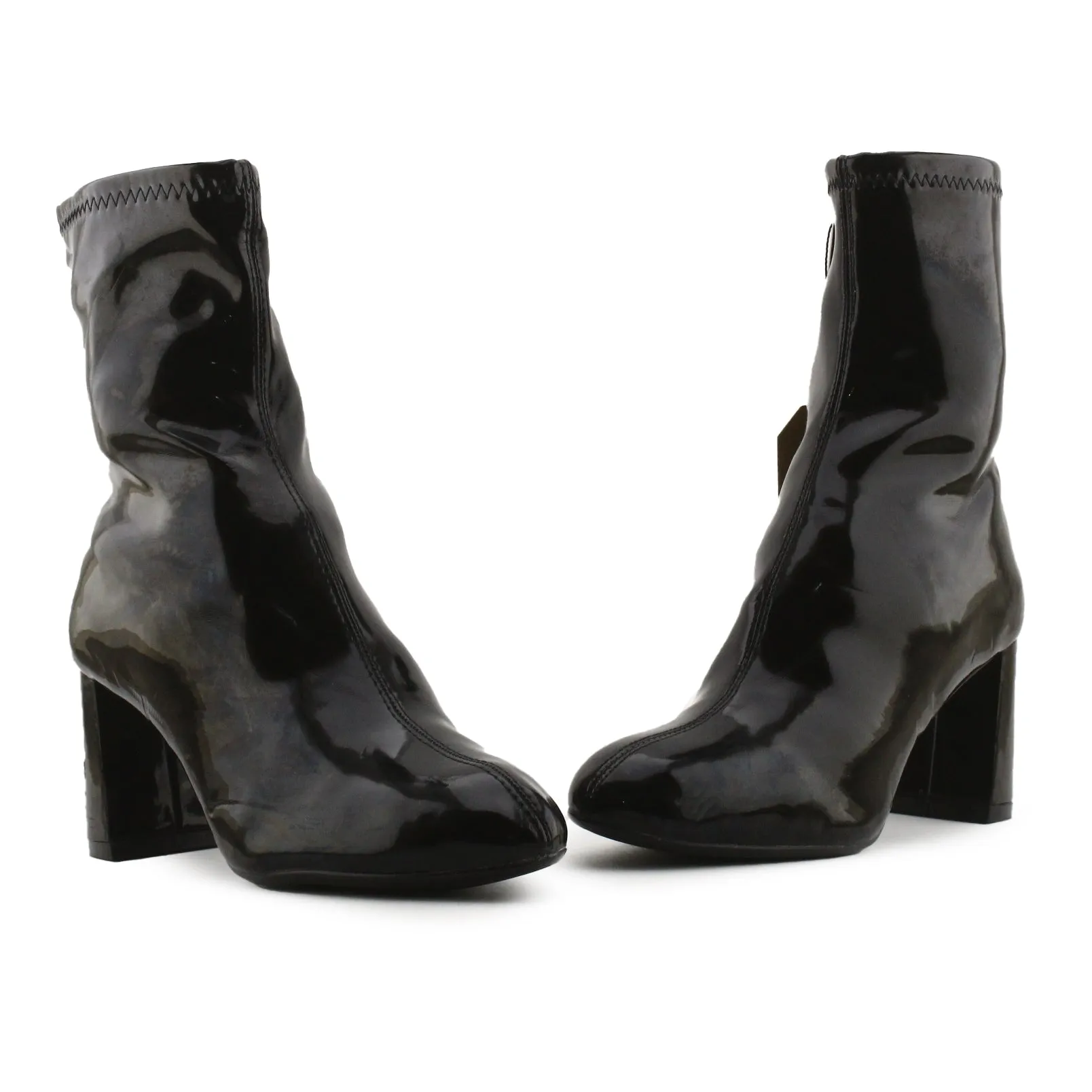 Bershka Zipper Block Heels Ankle Boots