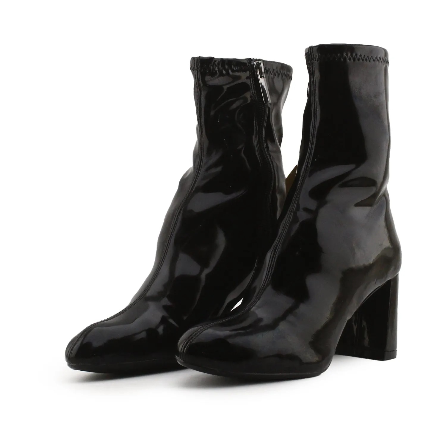 Bershka Zipper Block Heels Ankle Boots