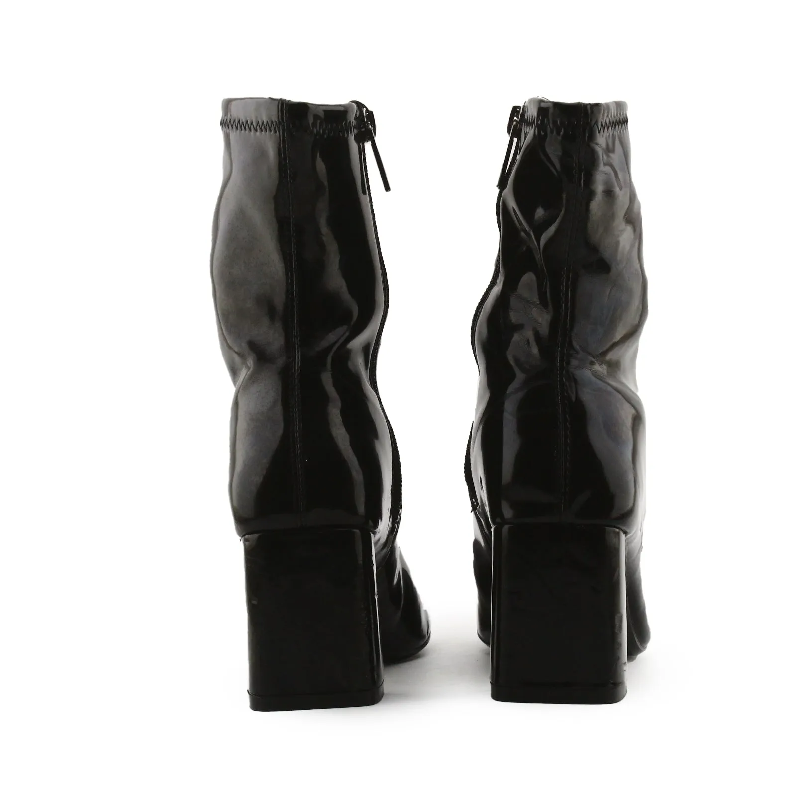 Bershka Zipper Block Heels Ankle Boots