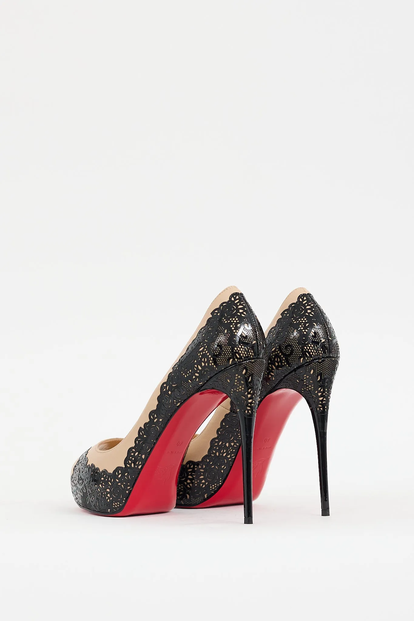 Black & Beige Leather Veramucha Lace Pump