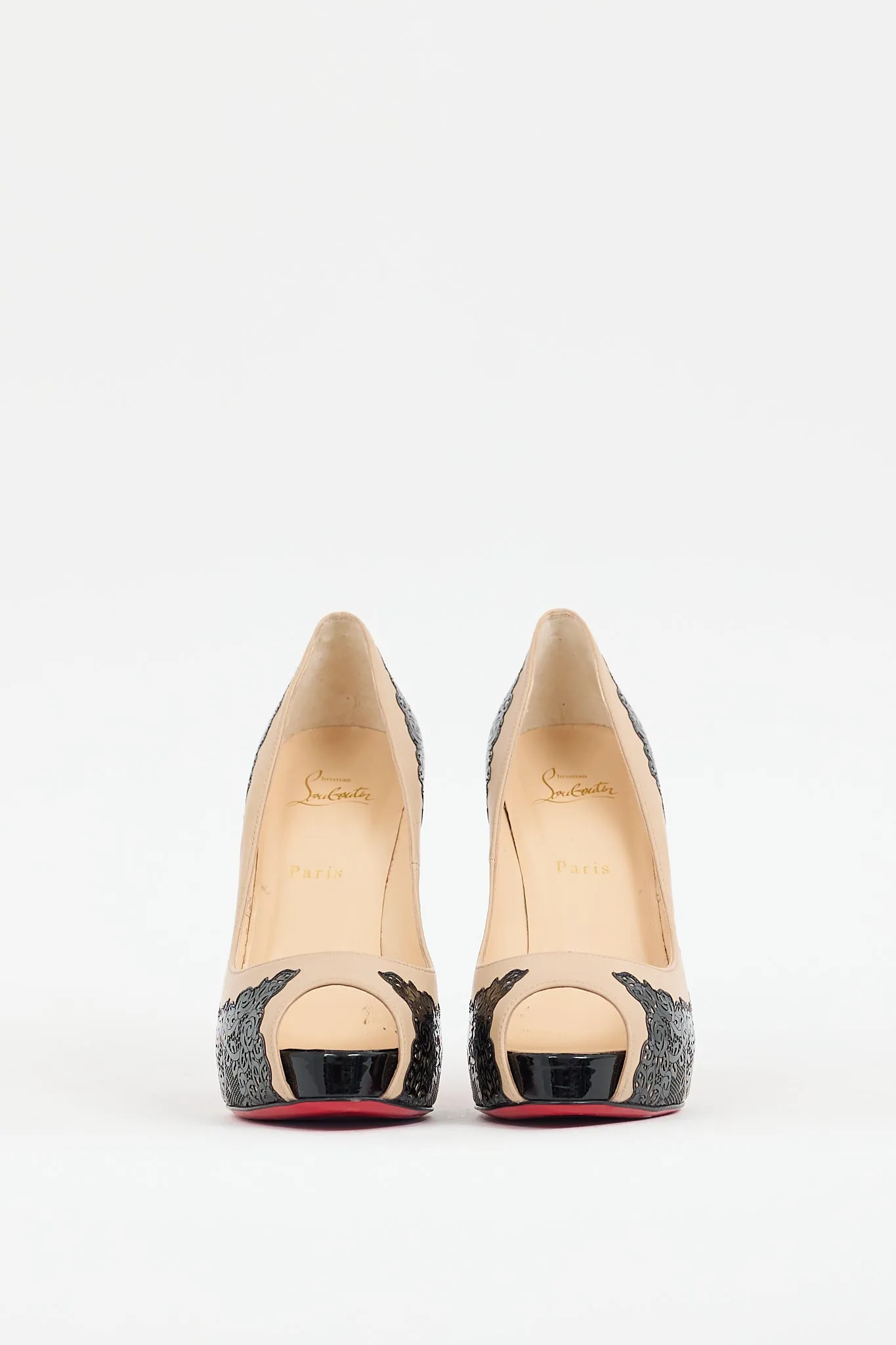 Black & Beige Leather Veramucha Lace Pump