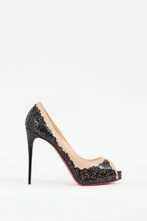 Black & Beige Leather Veramucha Lace Pump
