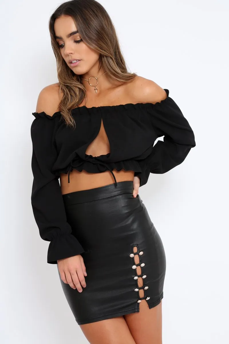 Black Key Hole Bust Crop Top - Caitie