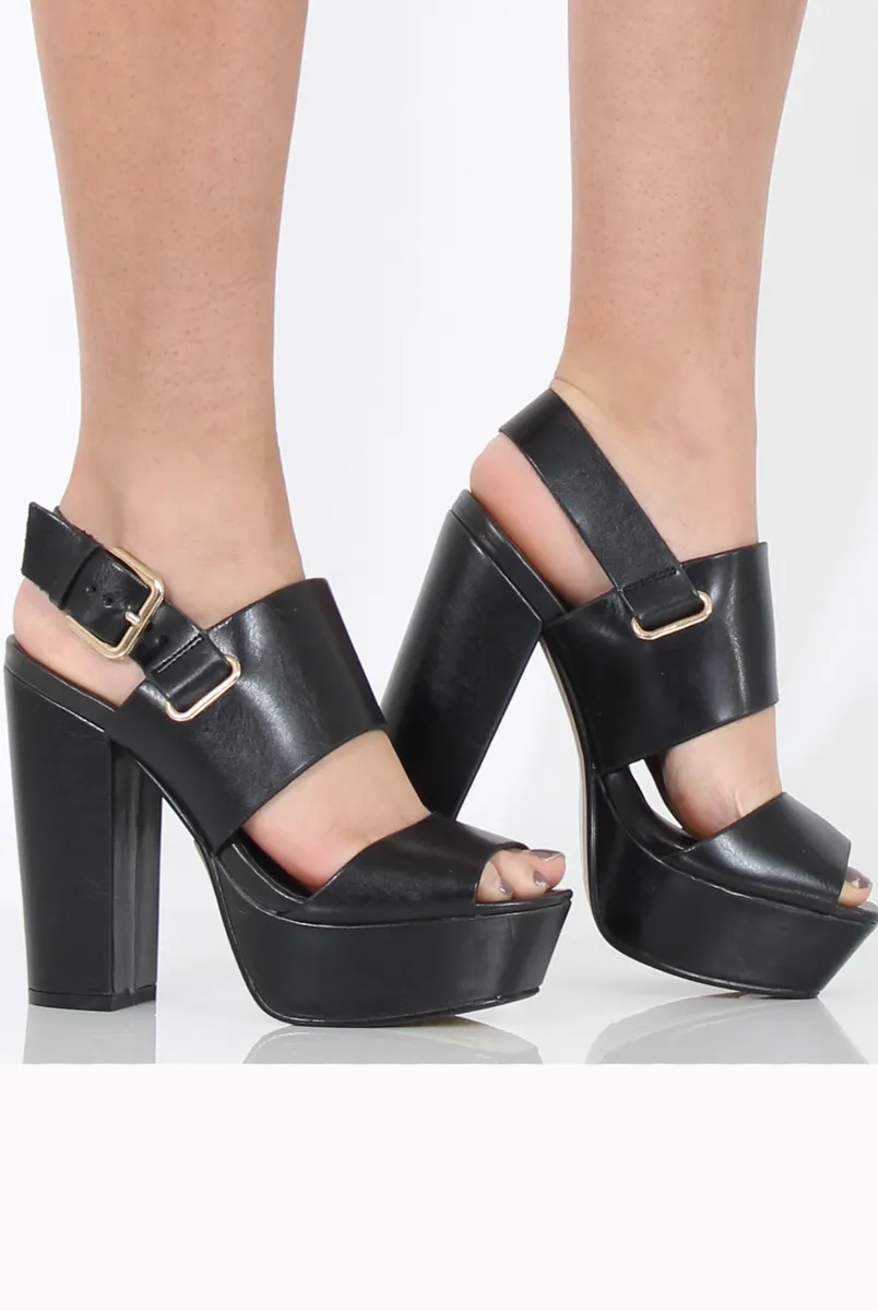 Black Platform Block Heel - Esme