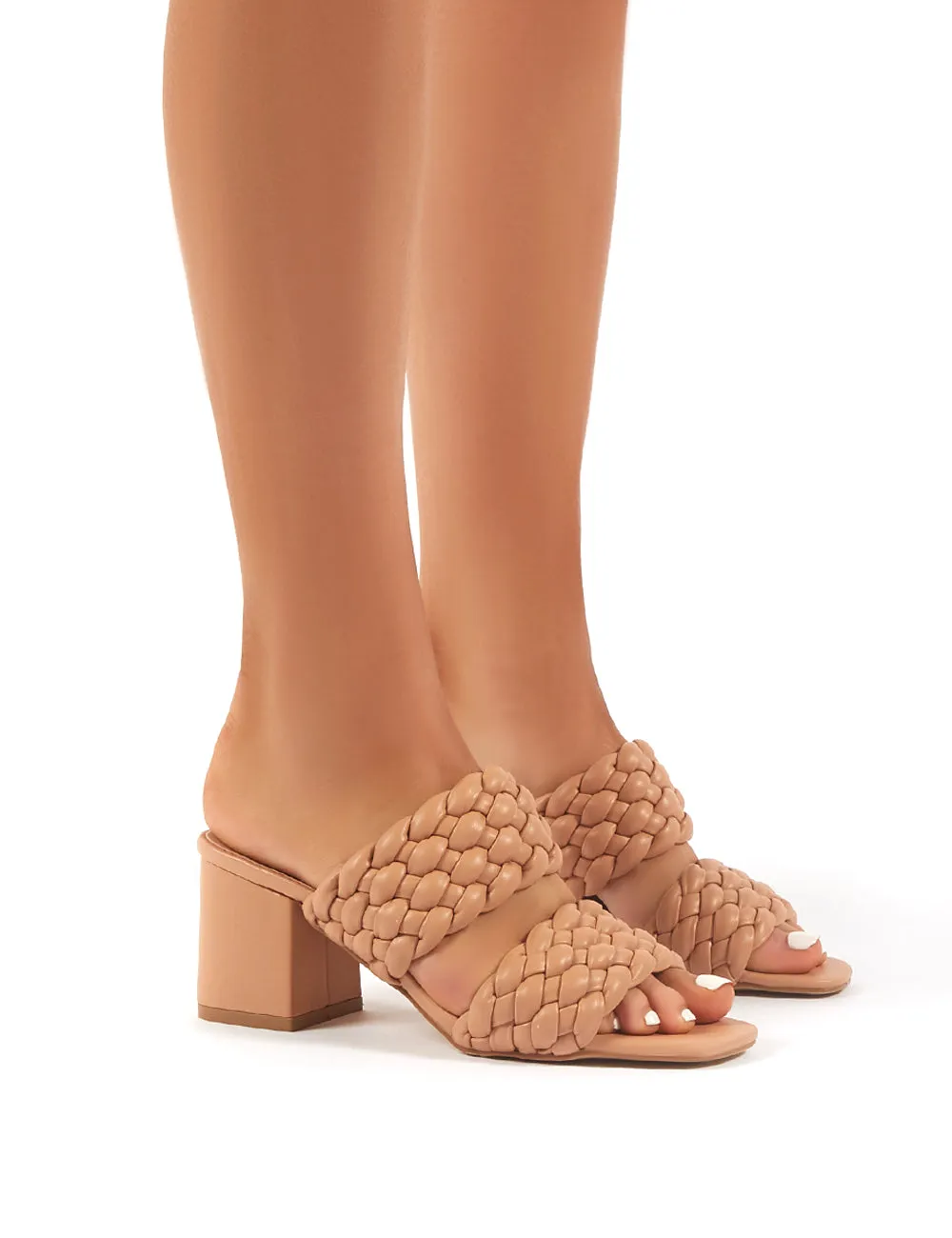 Stylish Nude Block Heeled Mules for Women by Chelsee