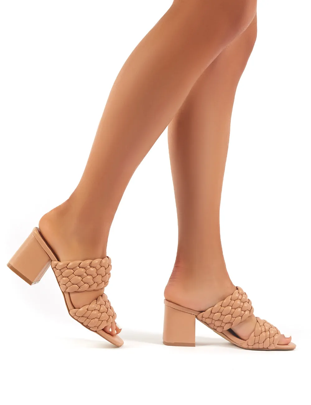 Stylish Nude Block Heeled Mules for Women by Chelsee