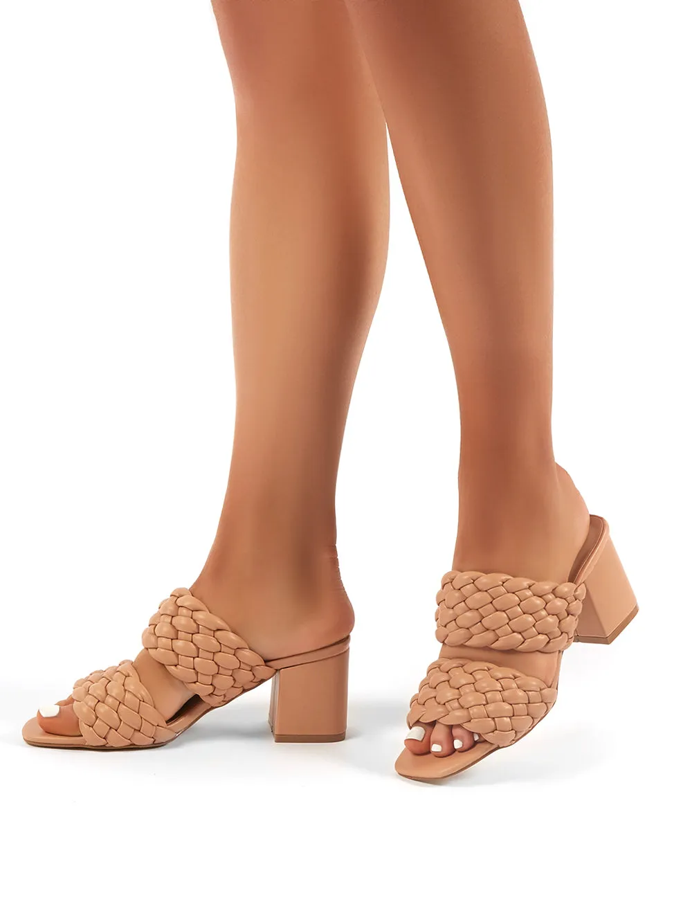Stylish Nude Block Heeled Mules for Women by Chelsee