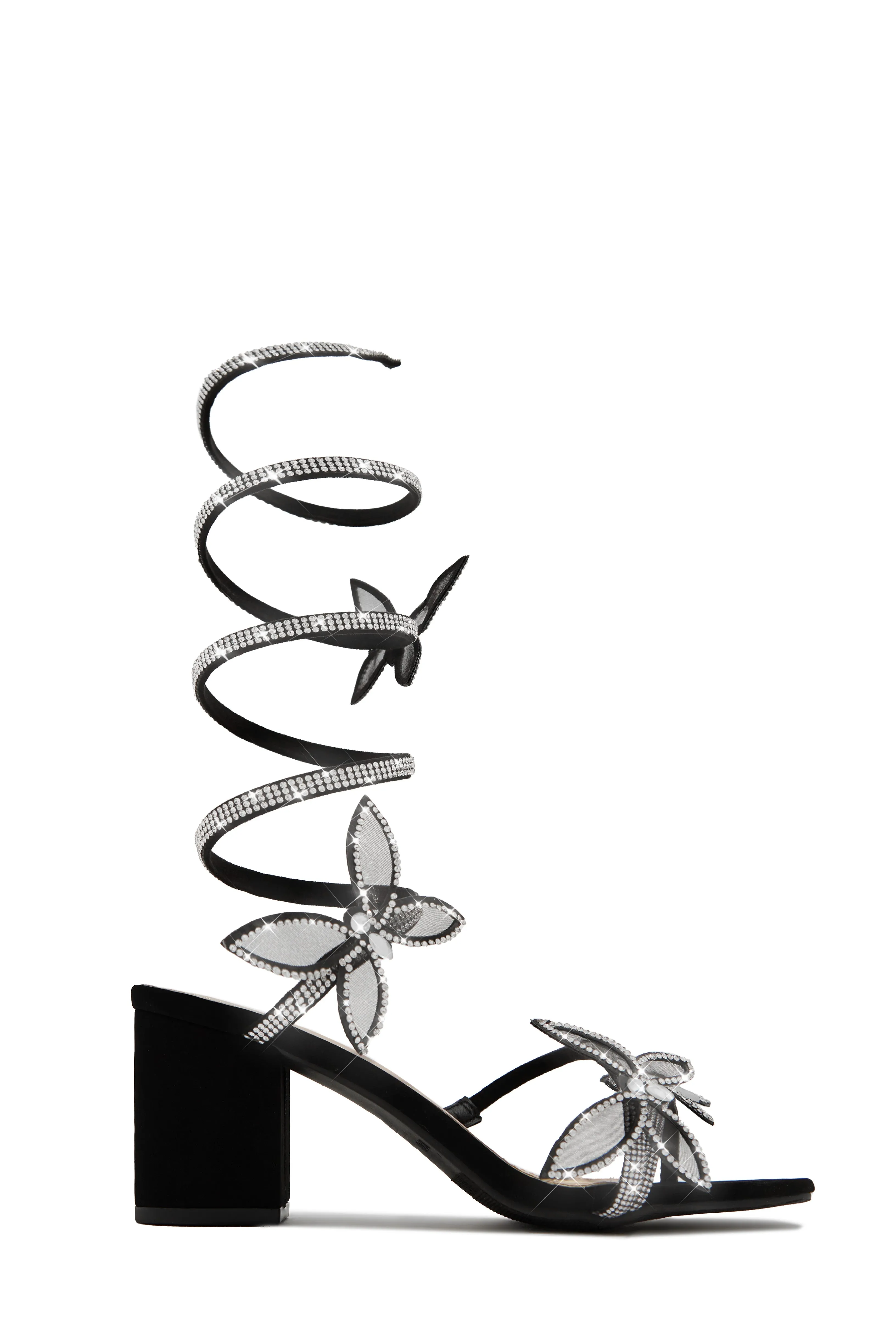 Fantasy Embellished Around The Ankle Coil Block Heels - Gold