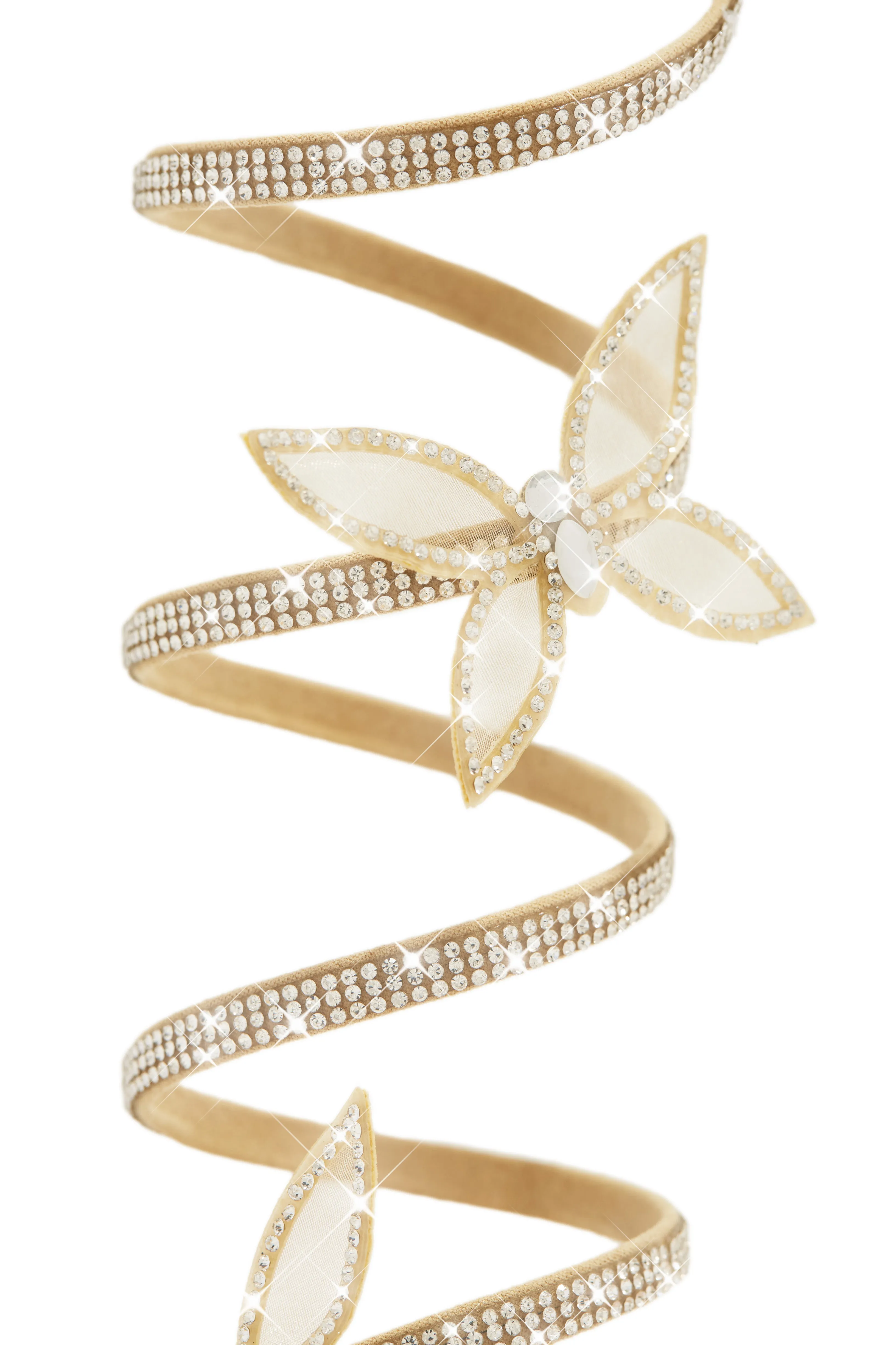 Fantasy Embellished Around The Ankle Coil Block Heels - Gold