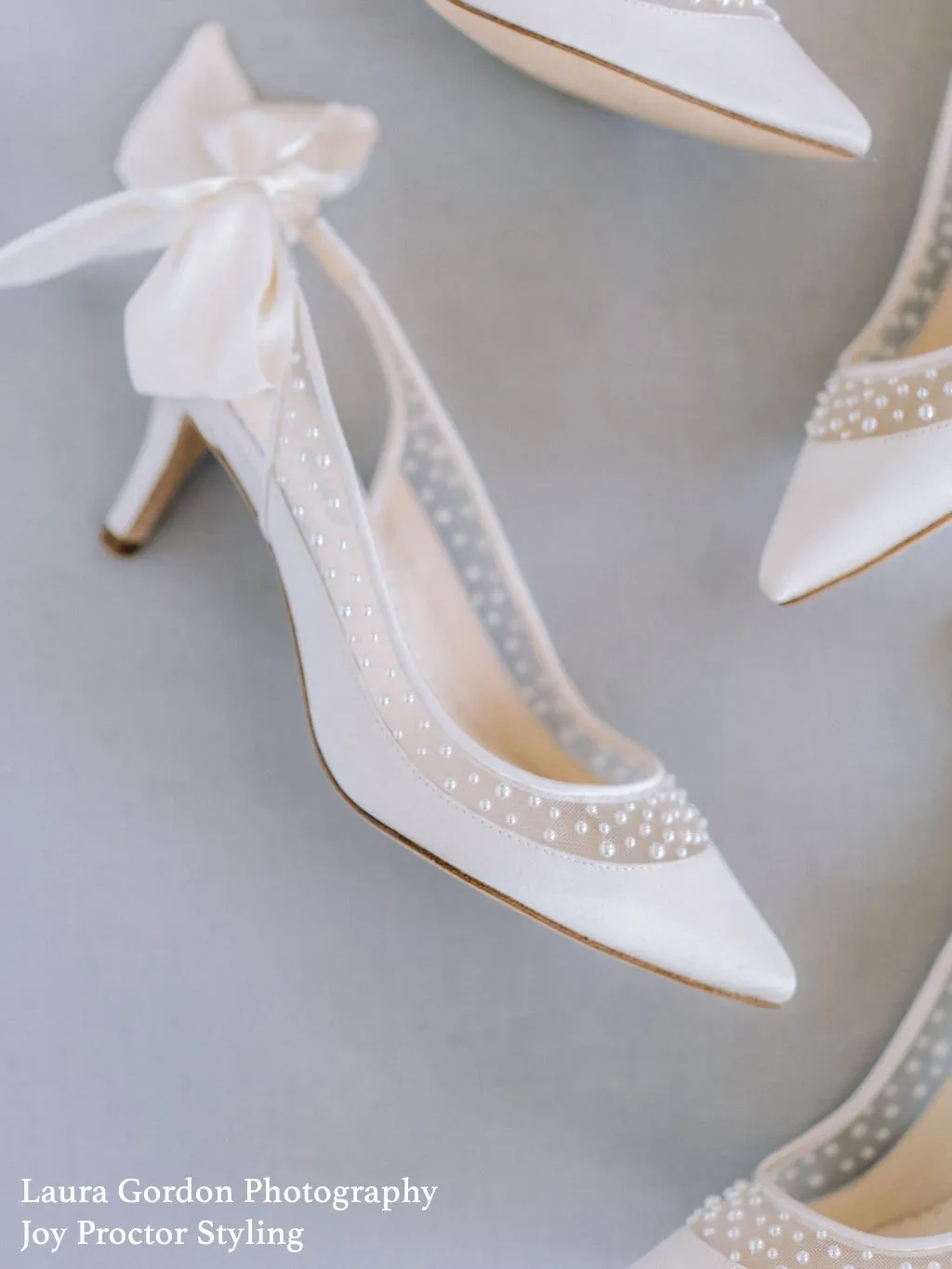 Georgia - Pearl Slingback Bow Kitten Heel