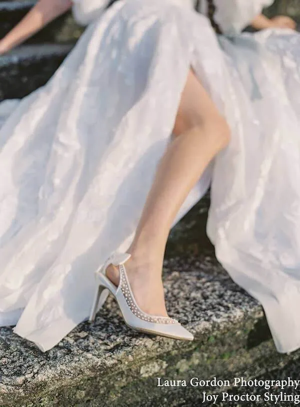 Georgia - Pearl Slingback Bow Kitten Heel