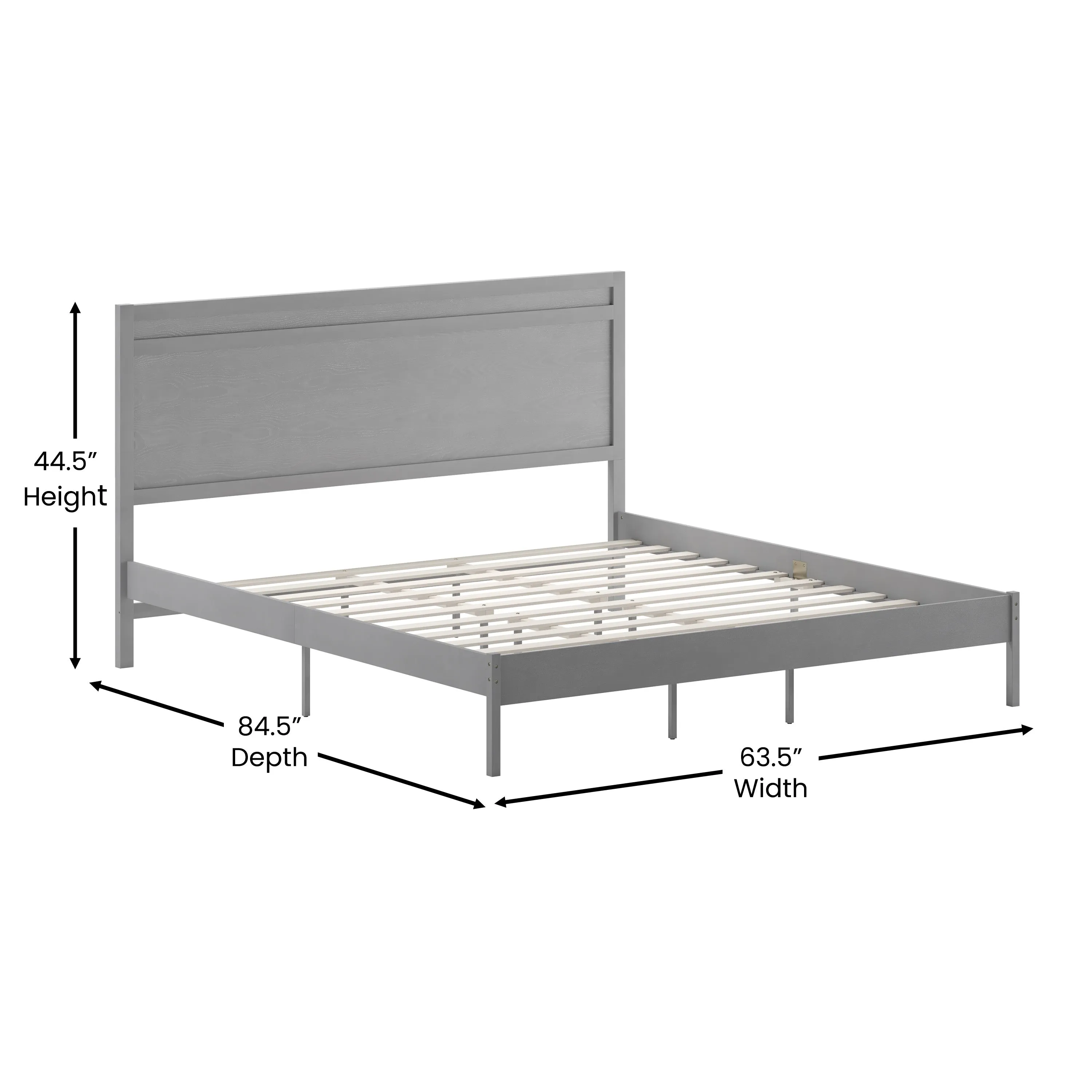 Gray King Wooden Platform Bed MG-09003KB-K-GRYWSH-GG