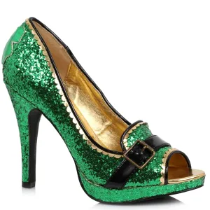 Green Glitter  Peep-Toe Pump