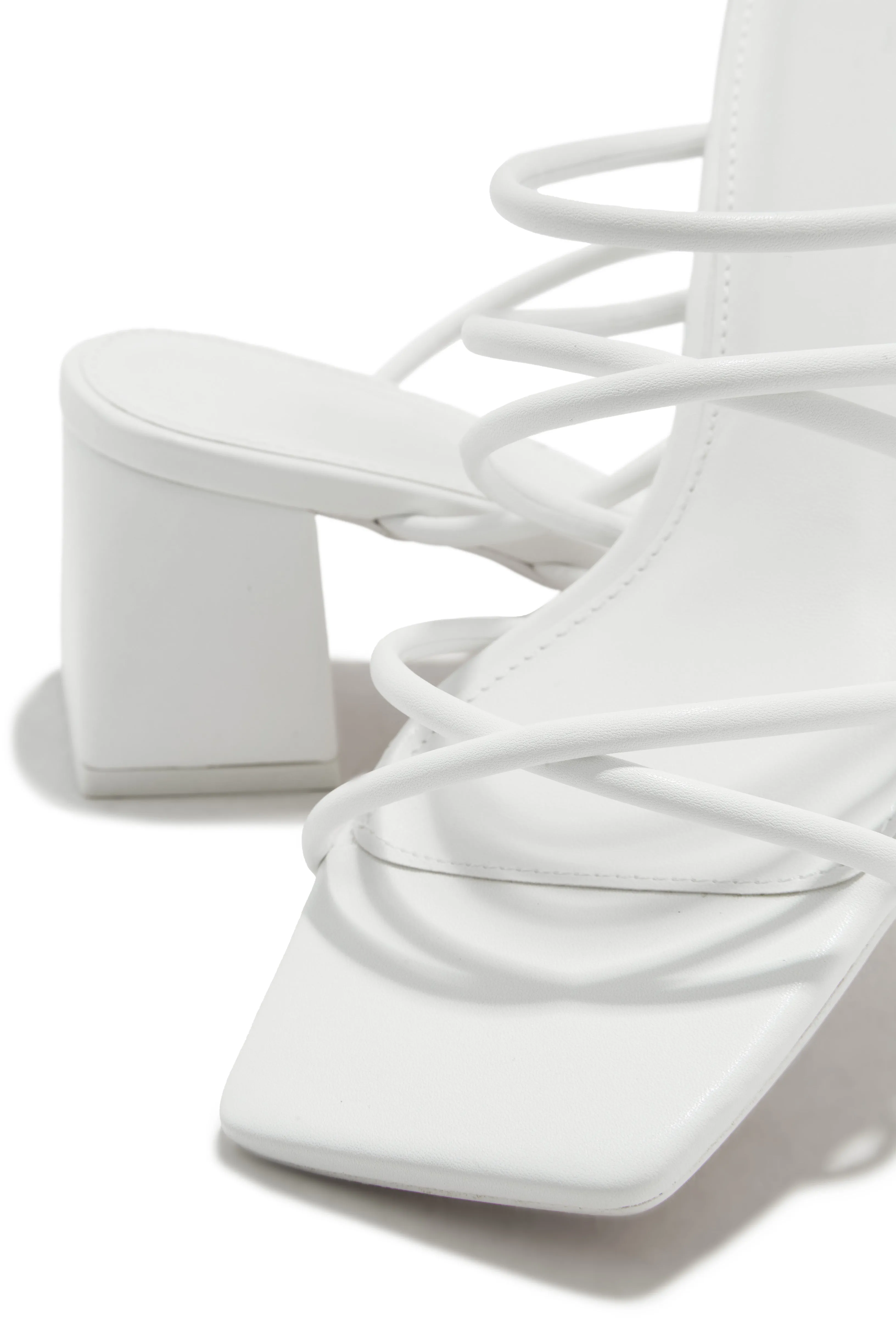 Hannah Block Mid Heel Mules - White