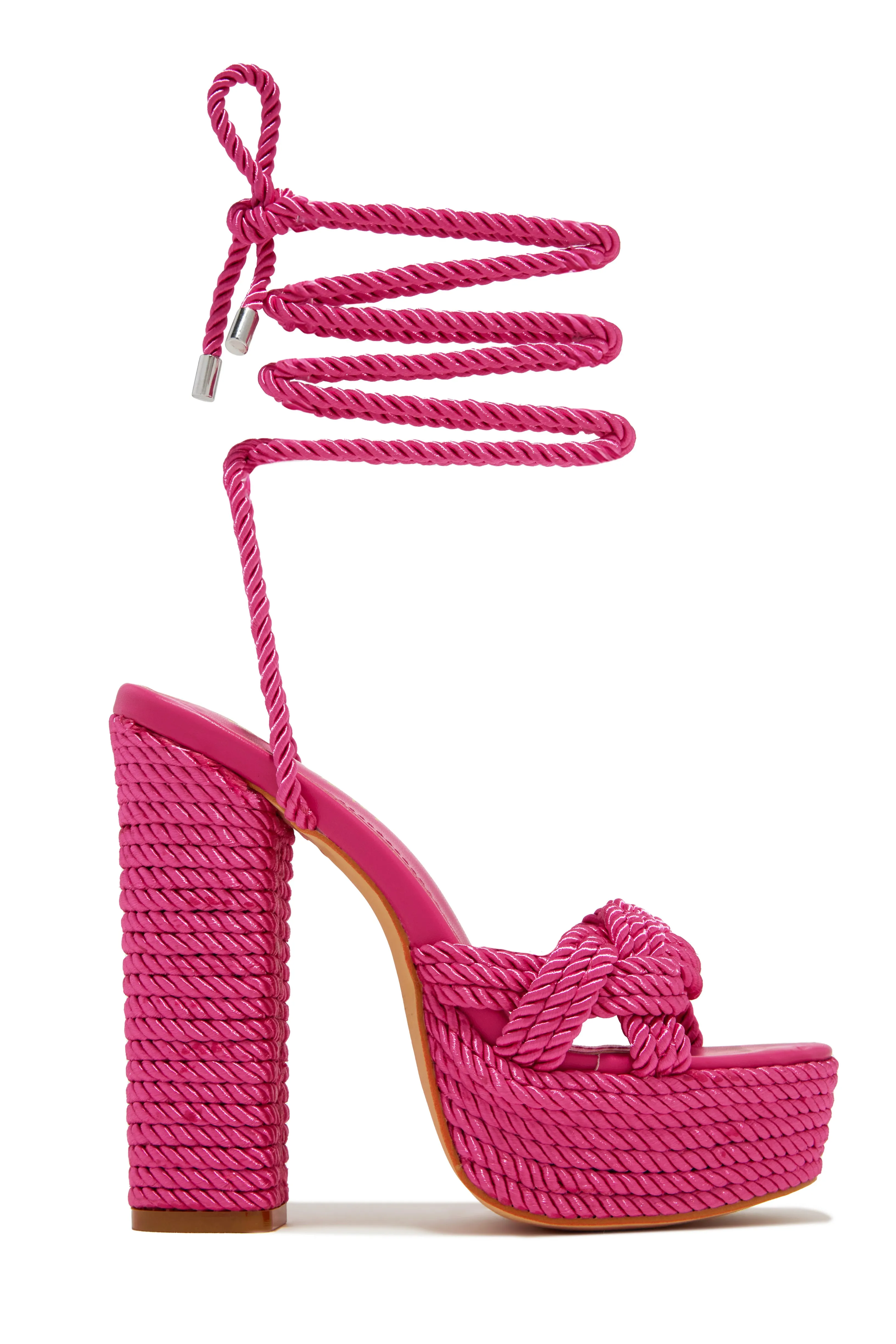 Jadyn Platform Lace Up Block Heels - Multi