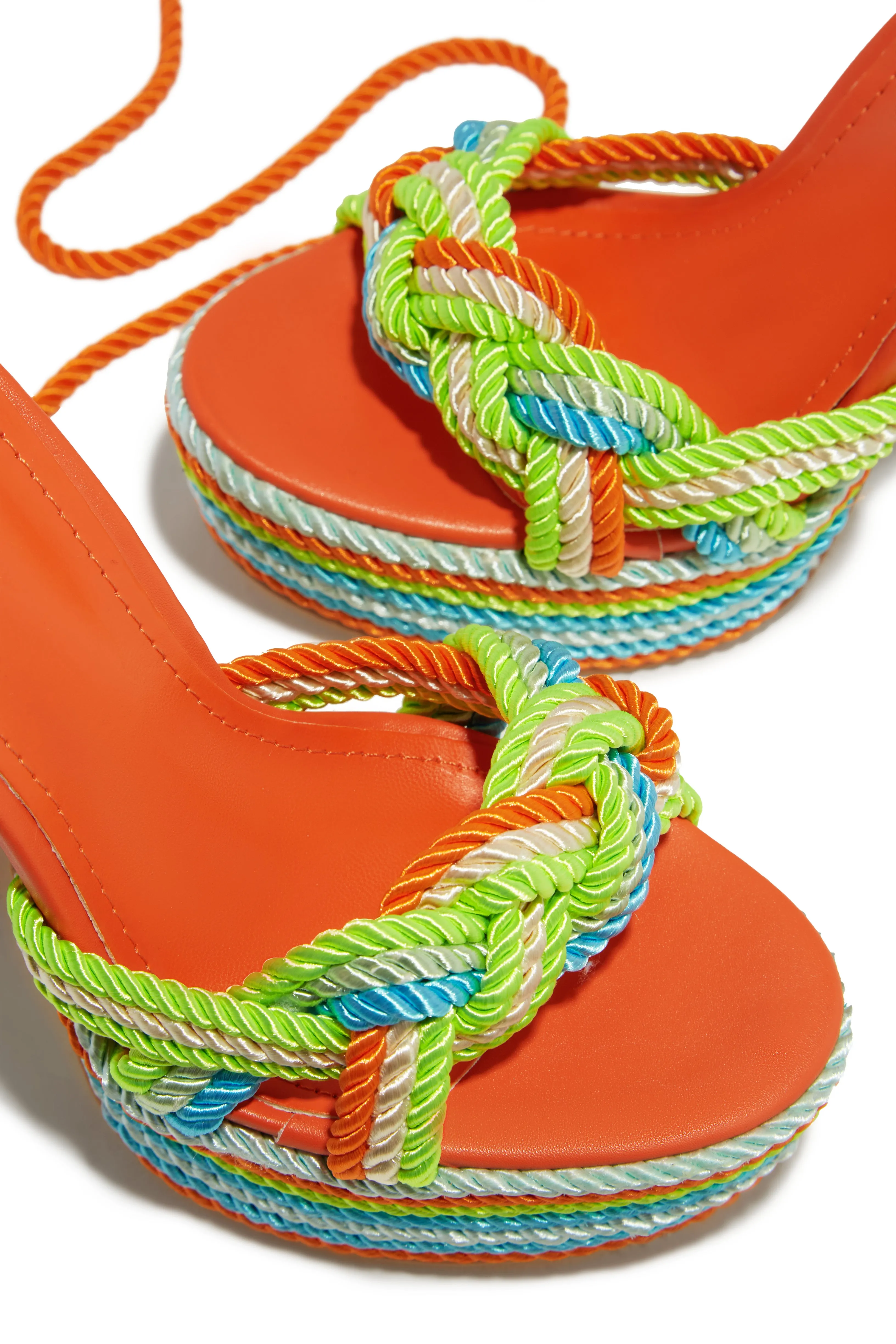 Jadyn Platform Lace Up Block Heels - Multi