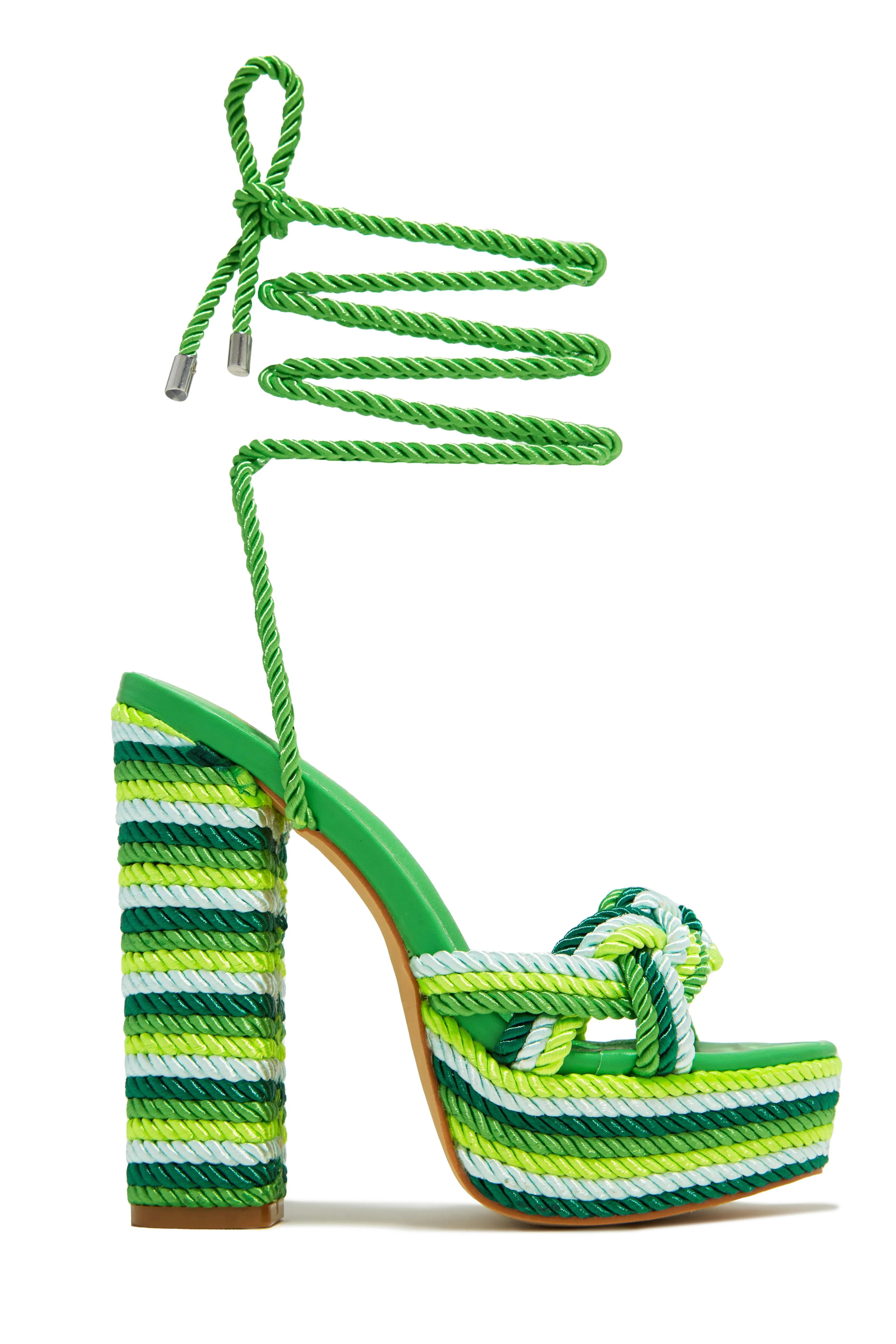 Jadyn Platform Lace Up Block Heels - Multi