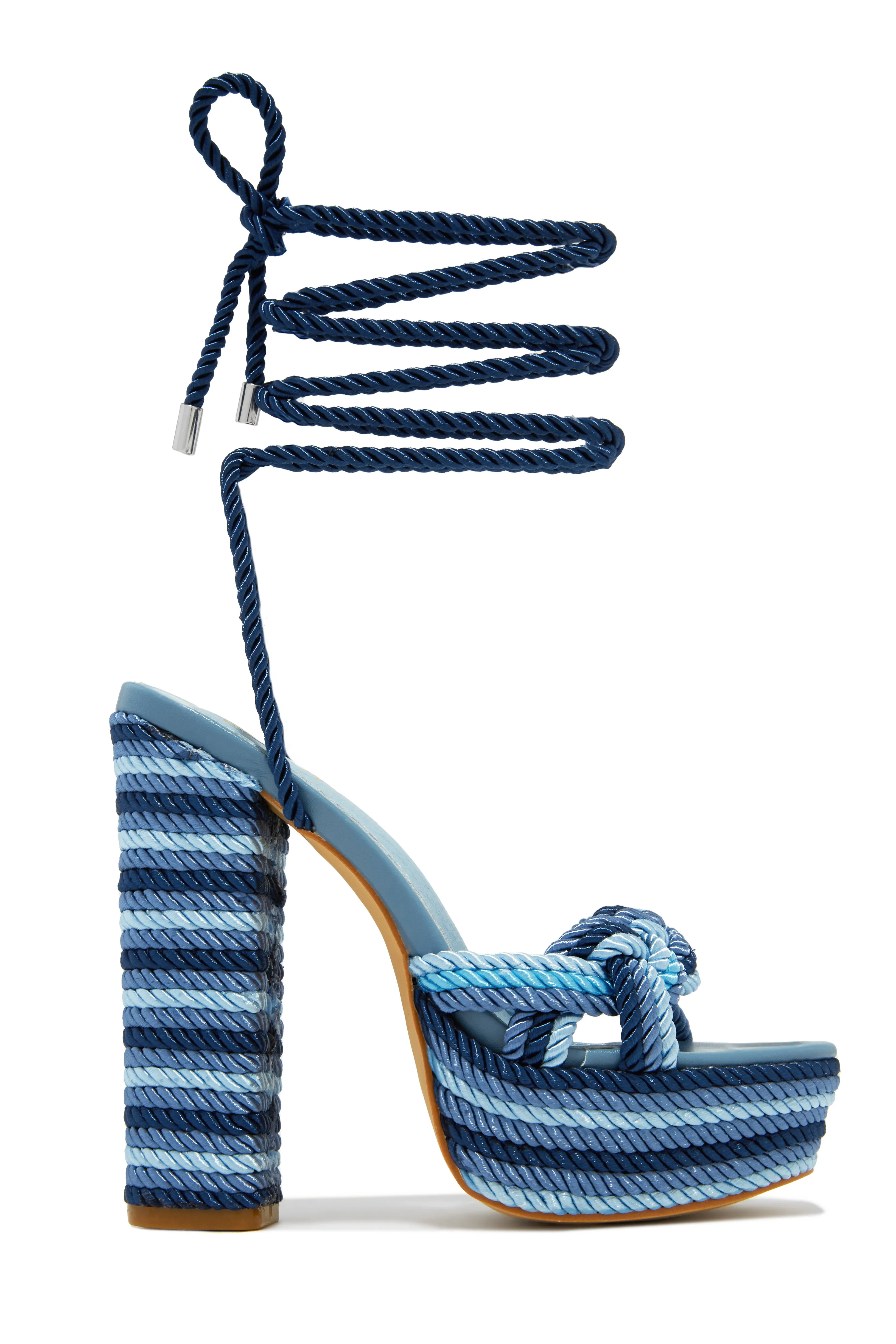 Jadyn Platform Lace Up Block Heels - Multi