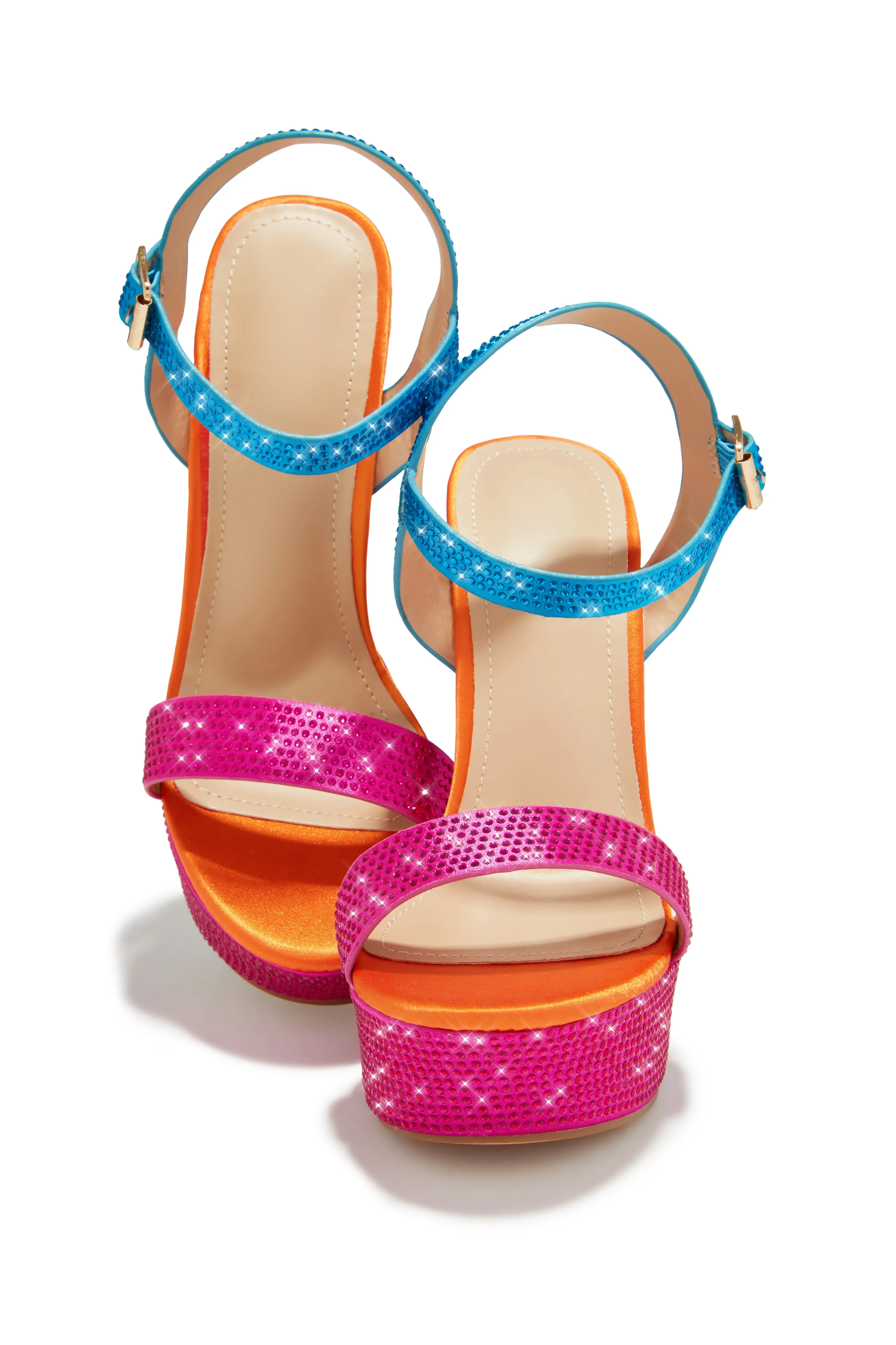 Jayde Embellished Platform Block Heels - Multi