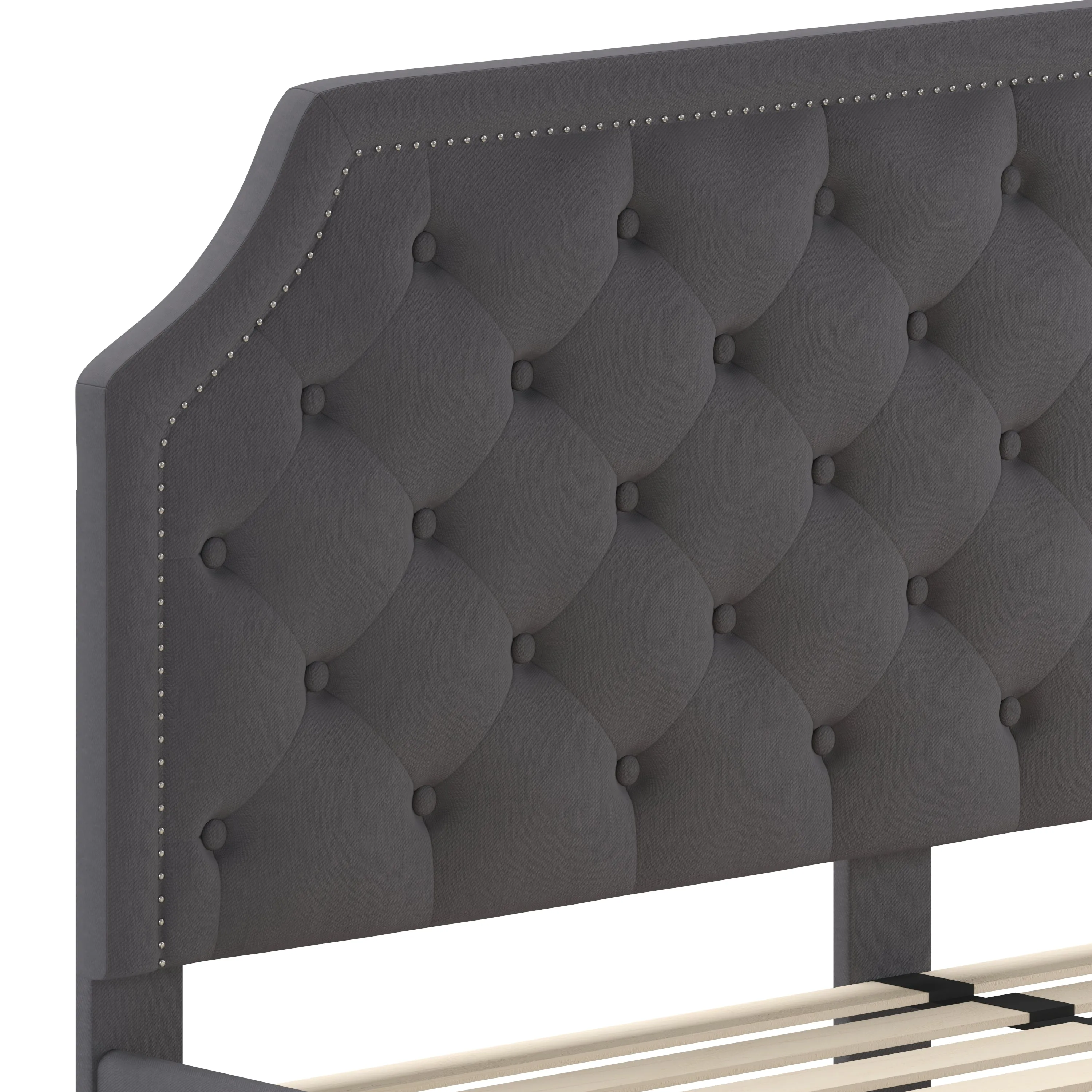 King Platform Bed-Dark Gray SL-BK4-K-DG-GG