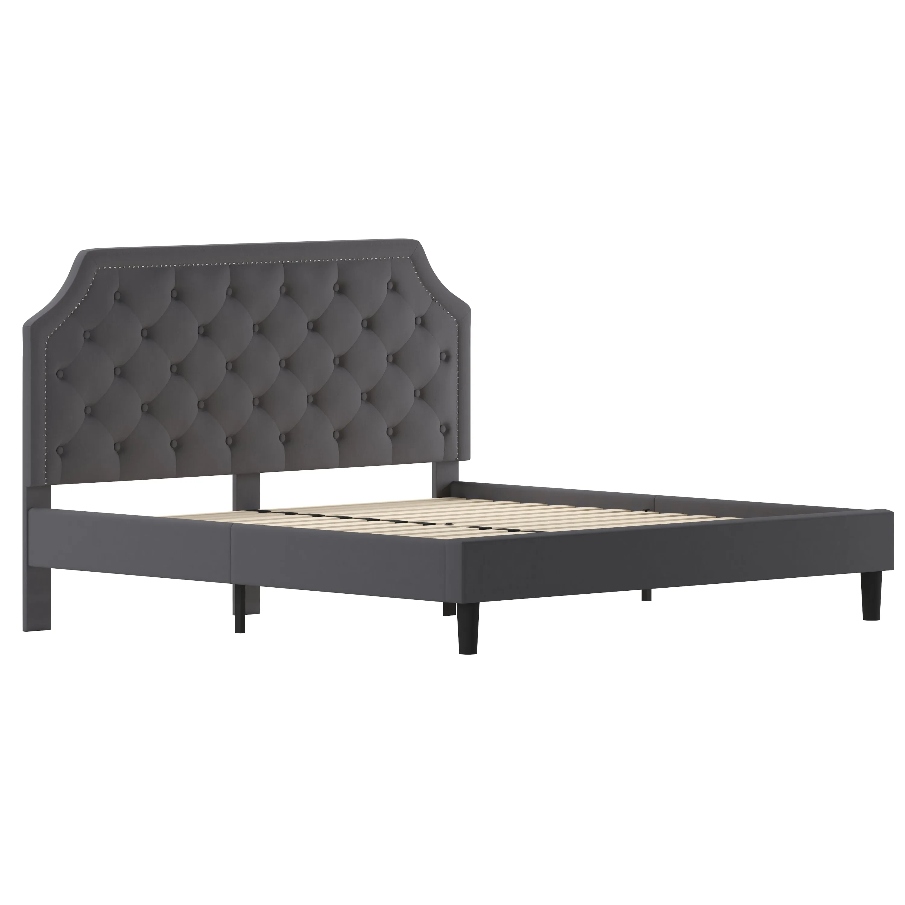King Platform Bed-Dark Gray SL-BK4-K-DG-GG