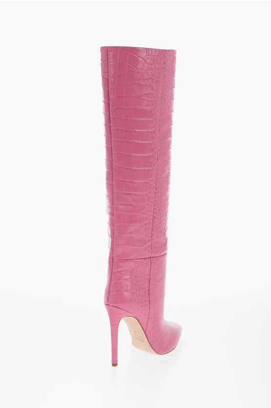 Paris Texas Croco Effect Leather Stiletto Heel Boot