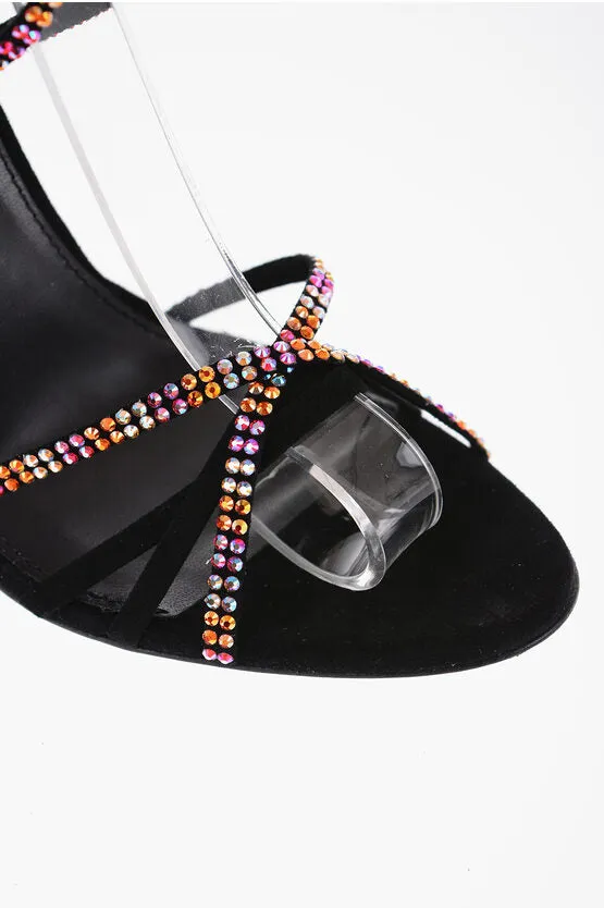 Paris Texas Rhinestoned Suede Lace-Up HOLLY NICOLE Sandals