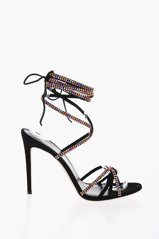Paris Texas Rhinestoned Suede Lace-Up HOLLY NICOLE Sandals