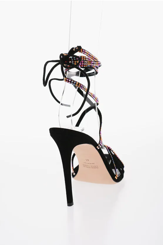Paris Texas Rhinestoned Suede Lace-Up HOLLY NICOLE Sandals