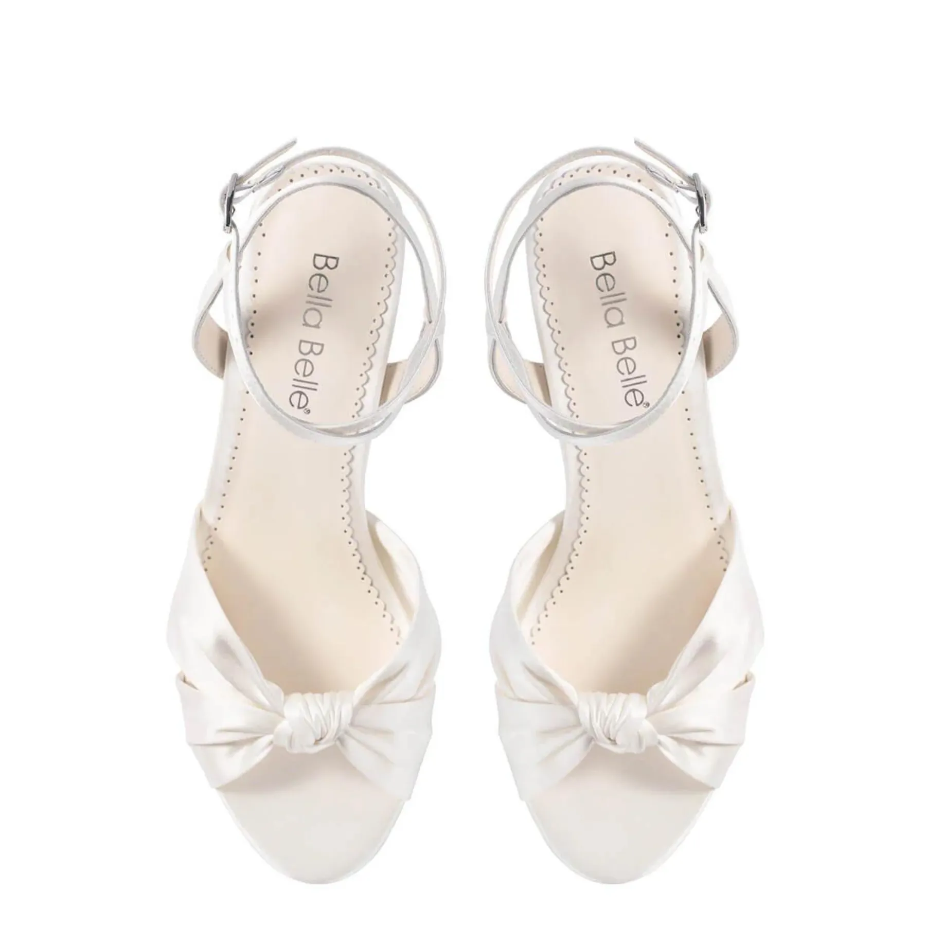 Sienna - Open Toe Silk Knotted Block Heels Sandals - Ivory