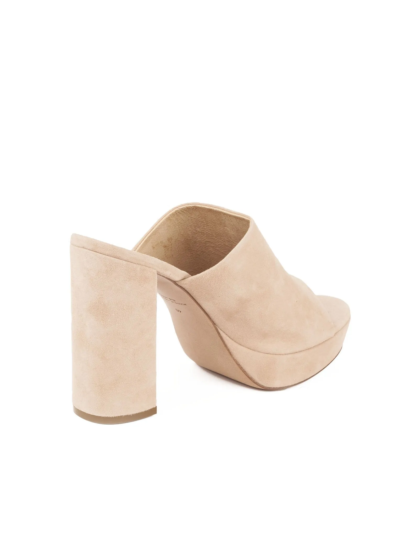Suede High Heel Peep Toe 110mm Mule - Beige