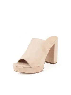 Suede High Heel Peep Toe 110mm Mule - Beige