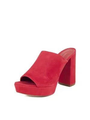 Suede High Heel Peep Toe 110mm Mule - Red