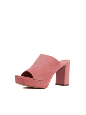 Suede Platform 90mm Peep Toe Mule - Blush