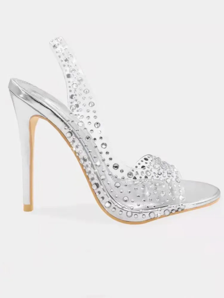 Toleet Clear Rhinestone Stiletto Heels