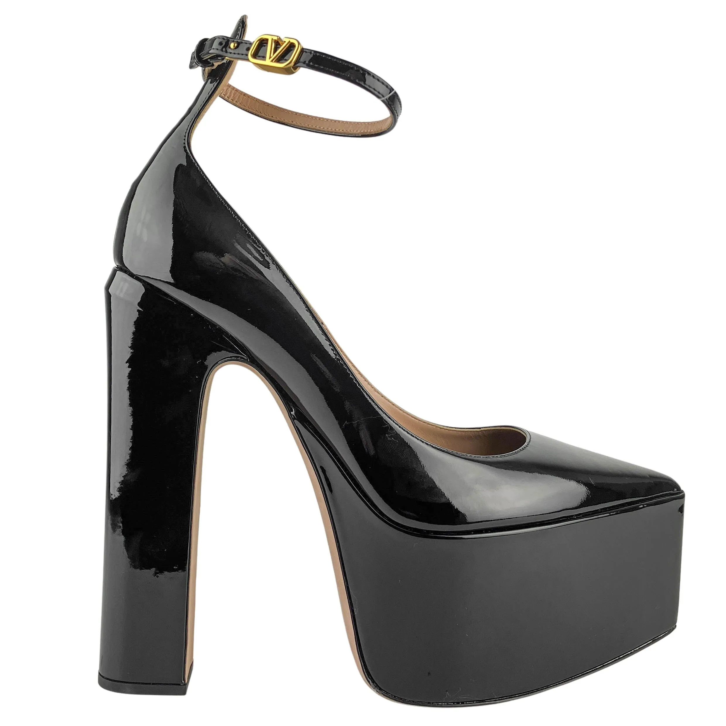 Valentino Patent Leather Platform Pumps in Black